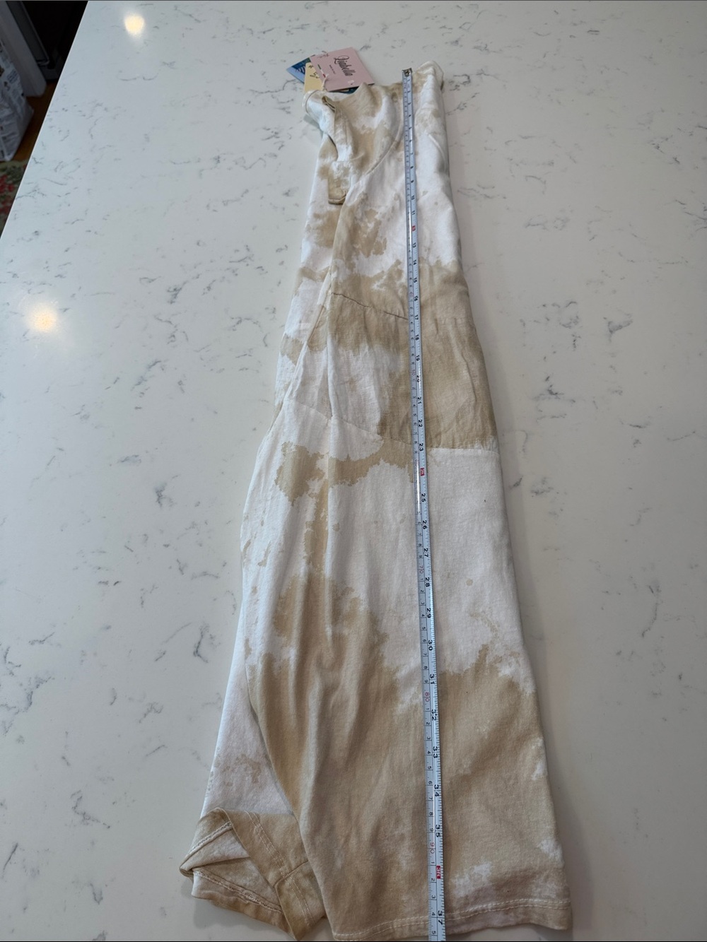 Liabella Italian Linen Cotton Dress S Neutral Beige White Tie Dye Cocoon - Picture 8 of 11